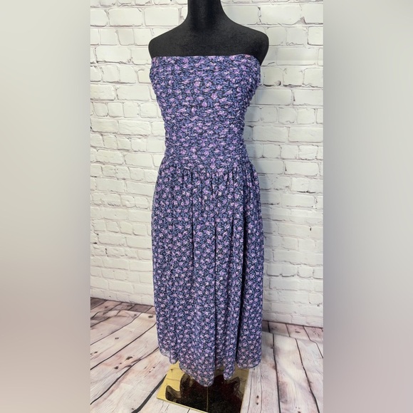 VINTAGE JANE SCHAFFHAUSEN BELLE FRANCE STRAPLESS MIDI COTTAGECORE EVENT DRESS 8 - Picture 2 of 10